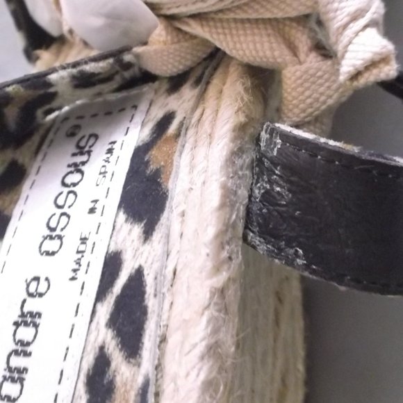 Andre Assous Leopard Calf Hair Wedge Espadrille Sandals, 7-Like Brand New - Picture 6 of 9